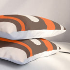 Retro 70s Aesthetic Abstract Mid Century Modern Minimalist Piquet Pattern Brown and Orange Pillow Sham Gallery Image 3
