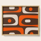 Retro 70s Aesthetic Abstract Mid Century Modern Minimalist Piquet Pattern Brown and Orange Serving Tray Gallery Image 1