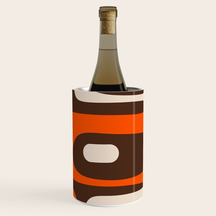 Retro 70s Aesthetic Abstract Mid Century Modern Minimalist Piquet Pattern Brown and Orange Wine Chiller Gallery Image 3