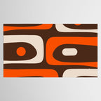 Retro 70s Aesthetic Abstract Mid Century Modern Minimalist Piquet Pattern Brown and Orange Tablecloth Gallery Image 2