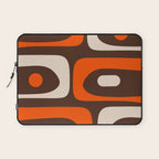 Retro 70s Aesthetic Abstract Mid Century Modern Minimalist Piquet Pattern Brown and Orange Laptop Sleeve Gallery Image 1