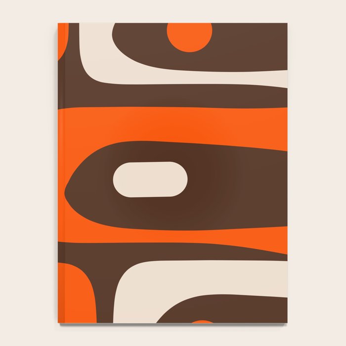 Retro 70s Aesthetic Abstract Mid Century Modern Minimalist Piquet Pattern Brown and Orange Notebook Gallery Image 4