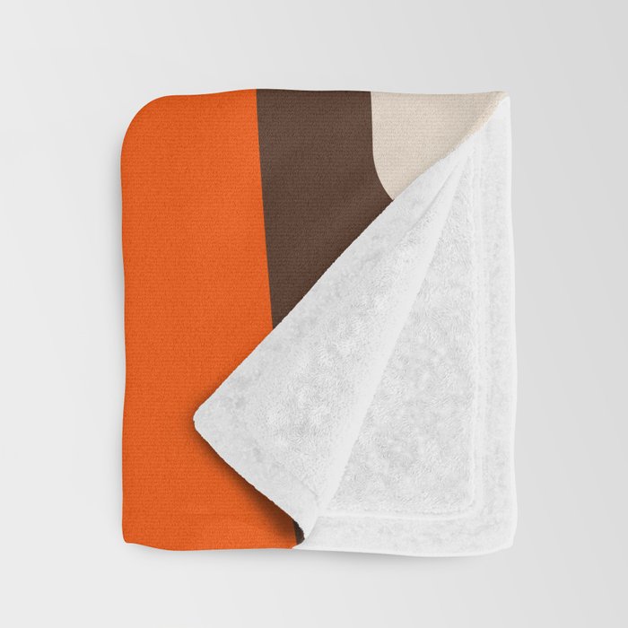 Retro 70s Aesthetic Abstract Mid Century Modern Minimalist Piquet Pattern Brown and Orange Throw Blanket Gallery Image 3