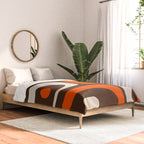 Retro 70s Aesthetic Abstract Mid Century Modern Minimalist Piquet Pattern Brown and Orange Comforter Gallery Image 2
