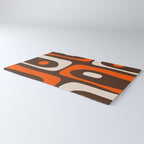 Retro 70s Aesthetic Abstract Mid Century Modern Minimalist Piquet Pattern Brown and Orange Rug Gallery Image 3