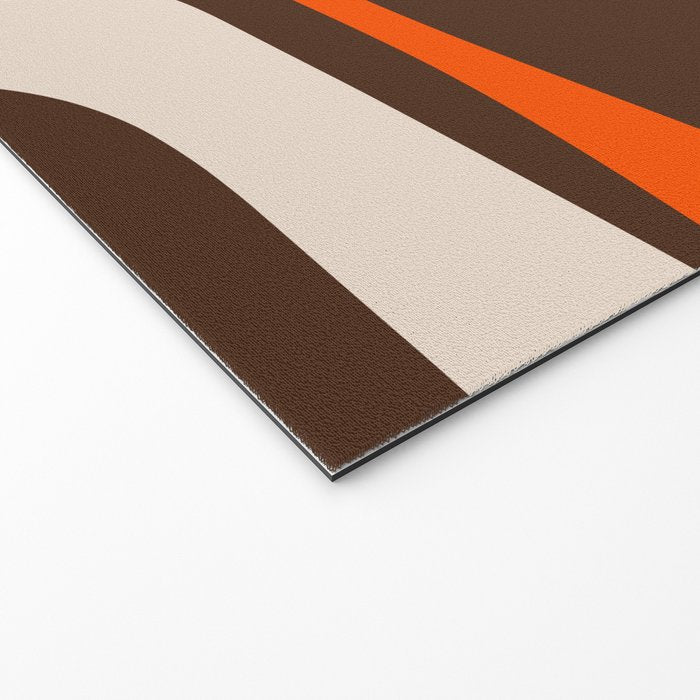 Retro 70s Aesthetic Abstract Mid Century Modern Minimalist Piquet Pattern Brown and Orange Welcome Mat Gallery Image 2