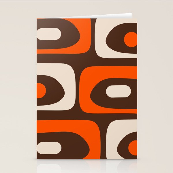 Retro 70s Aesthetic Abstract Mid Century Modern Minimalist Piquet Pattern Brown and Orange Stationery Card Gallery Image 1