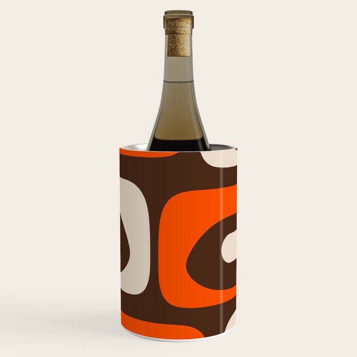 Retro 70s Aesthetic Abstract Mid Century Modern Minimalist Piquet Pattern Brown and Orange Wine Chiller Gallery Image 1