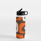 Retro 70s Aesthetic Abstract Mid Century Modern Minimalist Piquet Pattern Brown and Orange Water Bottle Gallery Image 1