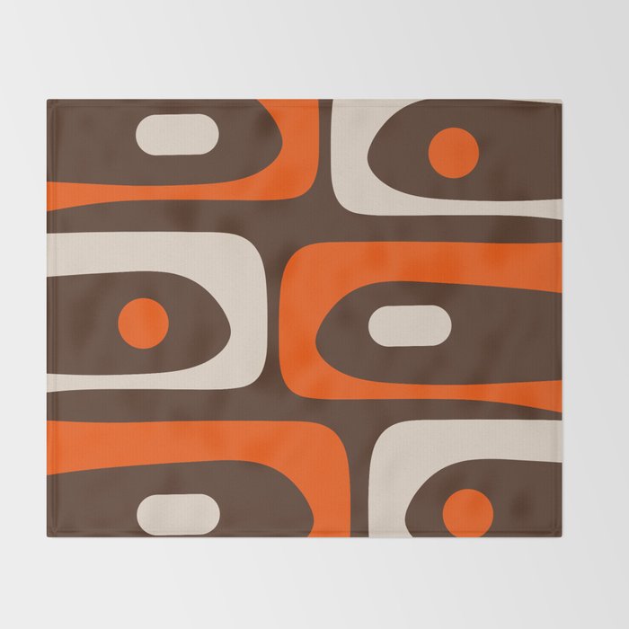 Retro 70s Aesthetic Abstract Mid Century Modern Minimalist Piquet Pattern Brown and Orange Throw Blanket Gallery Image 2