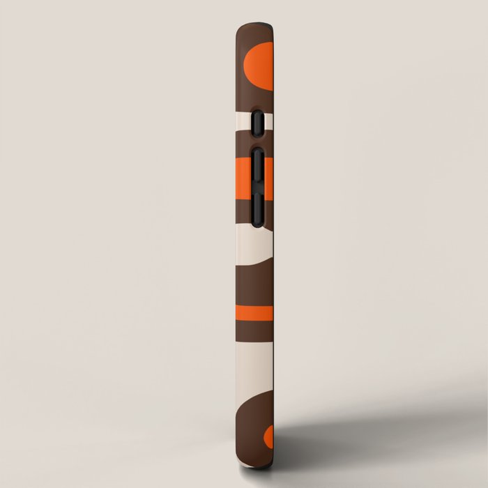 Retro 70s Aesthetic Abstract Mid Century Modern Minimalist Piquet Pattern Brown and Orange iPhone Case Gallery Image 2