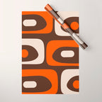 Retro 70s Aesthetic Abstract Mid Century Modern Minimalist Piquet Pattern Brown and Orange Wrapping Paper Gallery Image 1