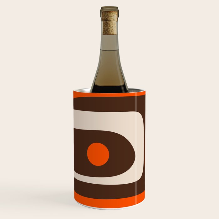 Retro 70s Aesthetic Abstract Mid Century Modern Minimalist Piquet Pattern Brown and Orange Wine Chiller Gallery Image 2