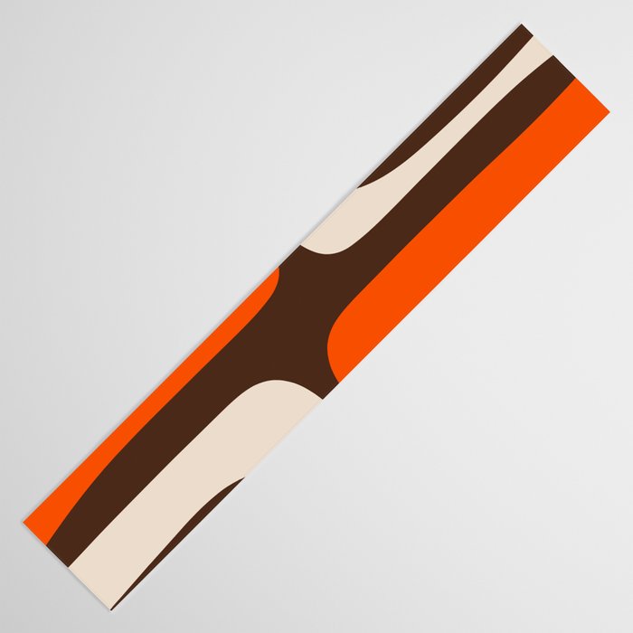 Retro 70s Aesthetic Abstract Mid Century Modern Minimalist Piquet Pattern Brown and Orange Table Runner Gallery Image 3