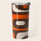 Retro 70s Aesthetic Abstract Mid Century Modern Minimalist Piquet Pattern Brown and Orange Travel Mug Gallery Image 2