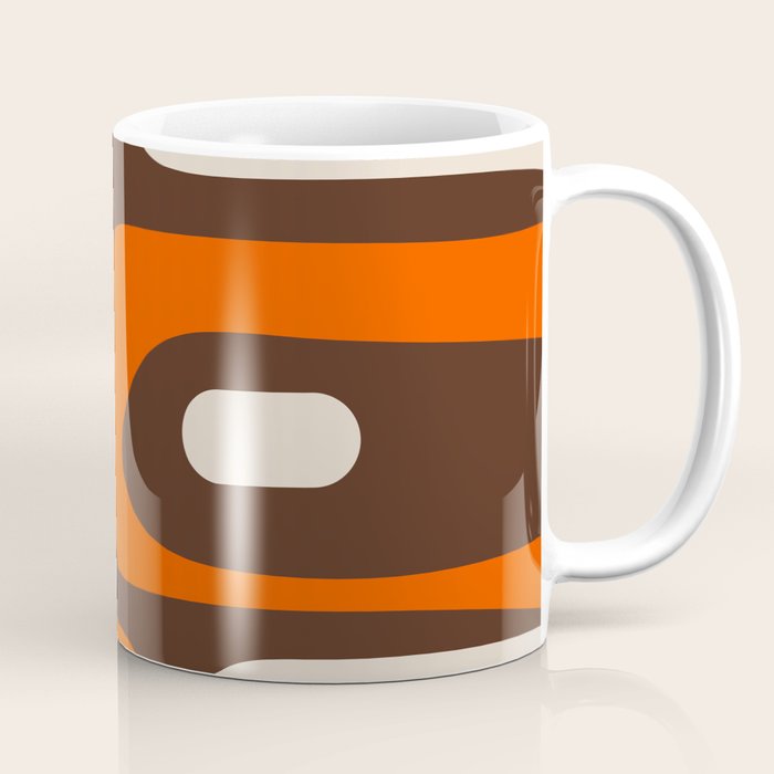 Retro 70s Aesthetic Abstract Mid Century Modern Minimalist Piquet Pattern Brown and Orange Coffee Mug Gallery Image 1