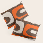Retro 70s Aesthetic Abstract Mid Century Modern Minimalist Piquet Pattern Brown and Orange Pillow Sham Gallery Image 3