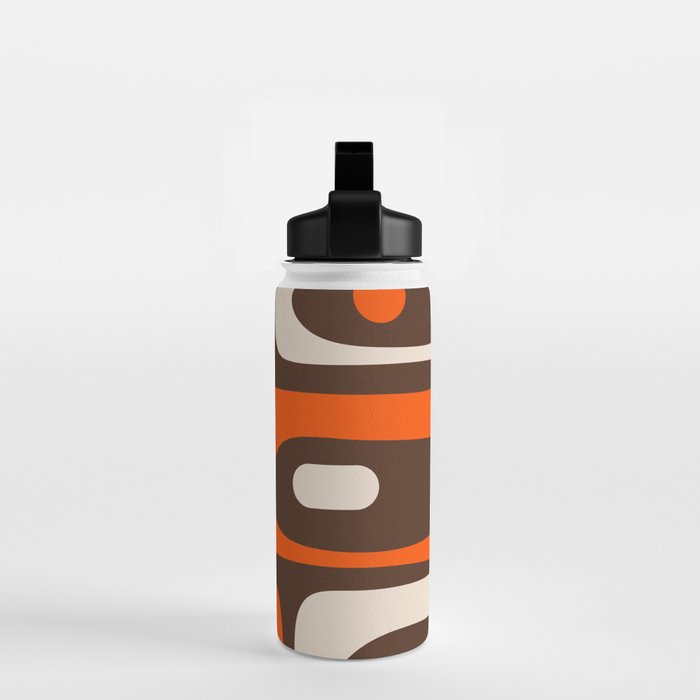 Retro 70s Aesthetic Abstract Mid Century Modern Minimalist Piquet Pattern Brown and Orange Water Bottle Gallery Image 2