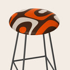 Retro 70s Aesthetic Abstract Mid Century Modern Minimalist Piquet Pattern Brown and Orange Stool Gallery Image 2