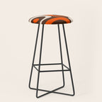 Retro 70s Aesthetic Abstract Mid Century Modern Minimalist Piquet Pattern Brown and Orange Stool Gallery Image 1