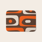 Retro 70s Aesthetic Abstract Mid Century Modern Minimalist Piquet Pattern Brown and Orange Bath Mat Gallery Image 1