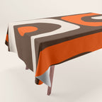 Retro 70s Aesthetic Abstract Mid Century Modern Minimalist Piquet Pattern Brown and Orange Tablecloth Gallery Image 1