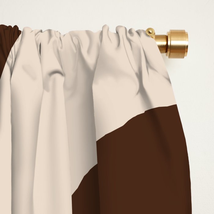 Retro 70s Aesthetic Abstract Mid Century Modern Minimalist Piquet Pattern Brown and Orange Window Curtain Gallery Image 2