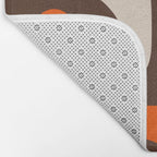 Retro 70s Aesthetic Abstract Mid Century Modern Minimalist Piquet Pattern Brown and Orange Bath Mat Gallery Image 2