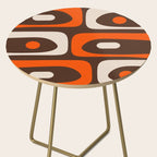 Retro 70s Aesthetic Abstract Mid Century Modern Minimalist Piquet Pattern Brown and Orange Side Table Gallery Image 2