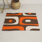 Retro 70s Aesthetic Abstract Mid Century Modern Minimalist Piquet Pattern Brown and Orange Rug Gallery Image 1