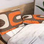 Retro 70s Aesthetic Abstract Mid Century Modern Minimalist Piquet Pattern Brown and Orange Pillow Sham Gallery Image 2