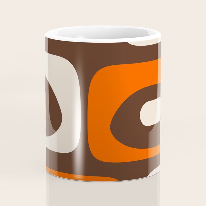Retro 70s Aesthetic Abstract Mid Century Modern Minimalist Piquet Pattern Brown and Orange Coffee Mug Gallery Image 4