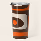 Retro 70s Aesthetic Abstract Mid Century Modern Minimalist Piquet Pattern Brown and Orange Travel Mug Gallery Image 3