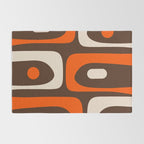 Retro 70s Aesthetic Abstract Mid Century Modern Minimalist Piquet Pattern Brown and Orange Rug Gallery Image 2