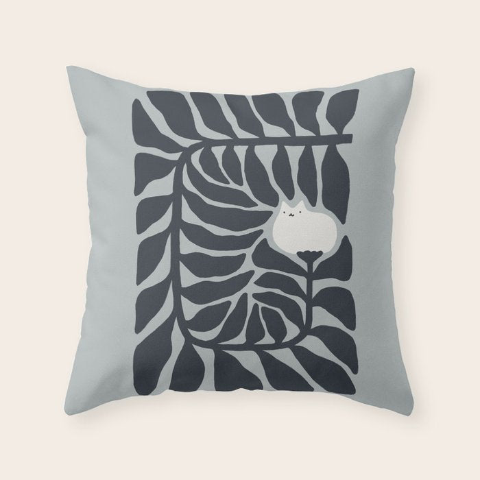 Cat and Plant 81 Throw Pillow Gallery Image 6