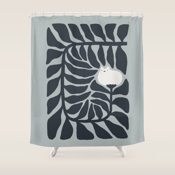 Cat and Plant 81 Shower Curtain Gallery Image 1