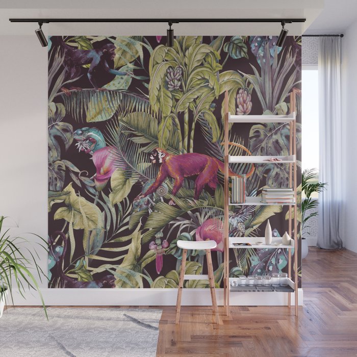 Fantasy in the nocturnal tropical jungle Wall Mural Gallery Image 1