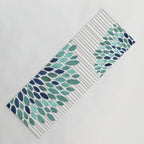 Floral Prints, Gray, Teal and Blue, Abstract Art Yoga Mat Gallery Image 1