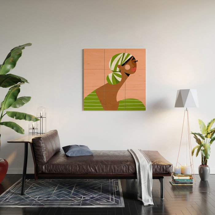 Head Wrapped Beauty Wood Wall Art Gallery Image 2