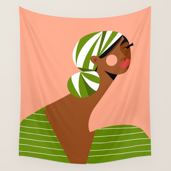 Head Wrapped Beauty Wall Tapestry Gallery Image 4