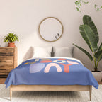 Today is a Good Day in blue red peach pink and mustard yellow Comforter Gallery Image 3