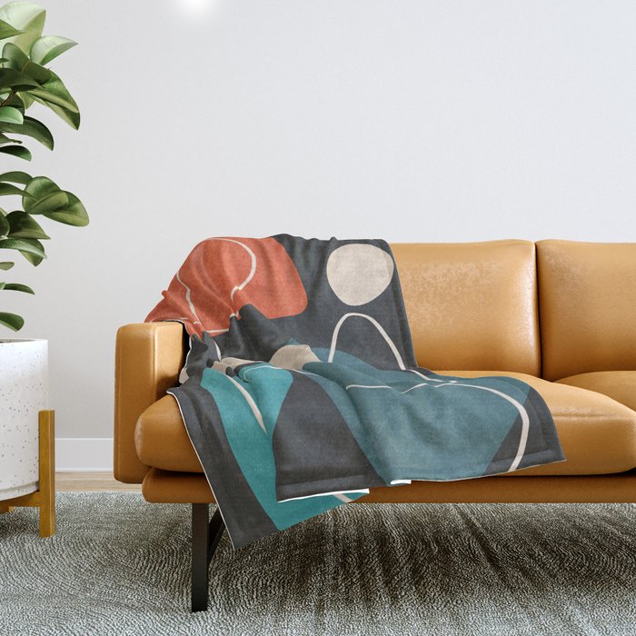 Minimal Colorful Abstract Shapes 4 Throw Blanket Gallery Image 1