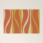 Mid Century Modern Retro Lounge Striped Pattern in Mid Mod Orange Mustard Beige Welcome Mat Gallery Image 1