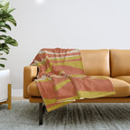 Mid Century Modern Retro Lounge Striped Pattern in Mid Mod Orange Mustard Beige Throw Blanket Gallery Image 1