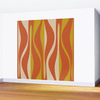 Mid Century Modern Retro Lounge Striped Pattern in Mid Mod Orange Mustard Beige Wall Mural Gallery Image 2