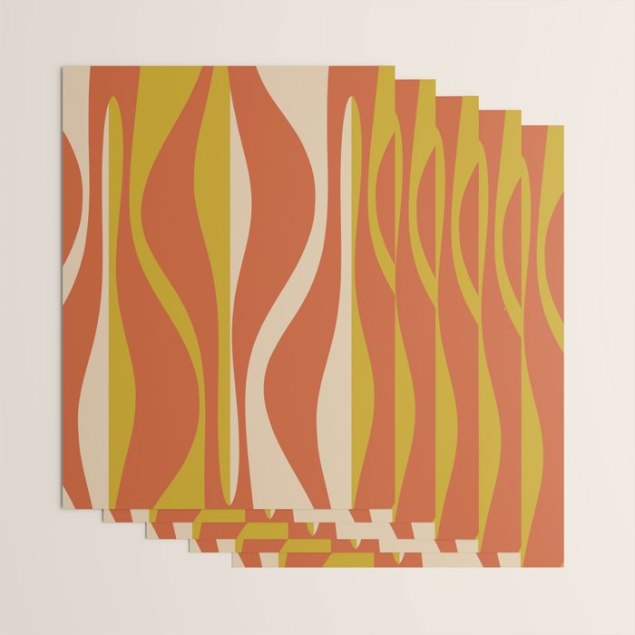Mid Century Modern Retro Lounge Striped Pattern in Mid Mod Orange Mustard Beige Wrapping Paper Gallery Image 3
