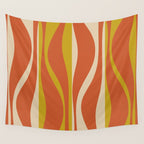 Mid Century Modern Retro Lounge Striped Pattern in Mid Mod Orange Mustard Beige Wall Tapestry Gallery Image 4