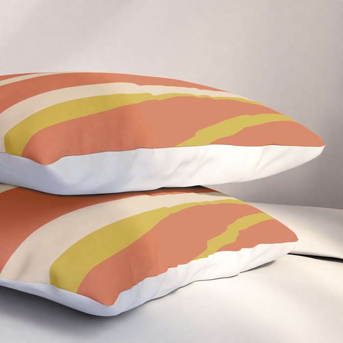 Mid Century Modern Retro Lounge Striped Pattern in Mid Mod Orange Mustard Beige Pillow Sham Gallery Image 3