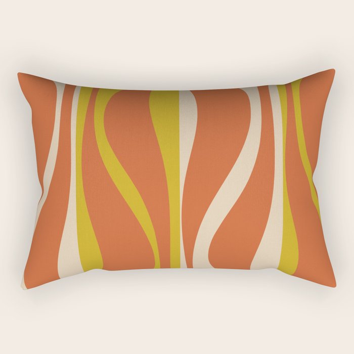 Mid Century Modern Retro Lounge Striped Pattern in Mid Mod Orange Mustard Beige Rectangular Pillow Gallery Image 1