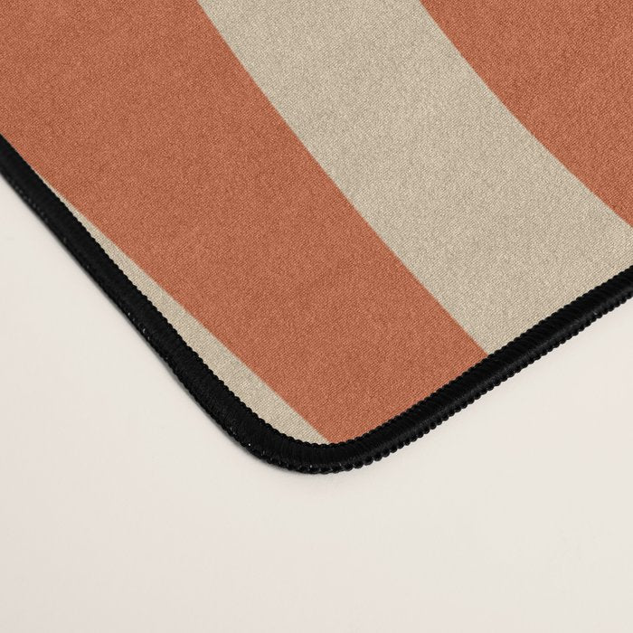 Mid Century Modern Retro Lounge Striped Pattern in Mid Mod Orange Mustard Beige Desk Mat Gallery Image 4